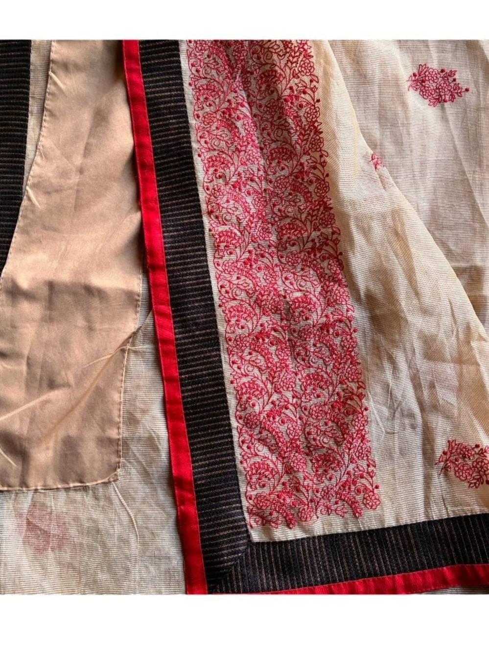 Beige Embroidered Saree